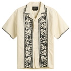 Portuguese Flannel Men's Cross Stitch Vacation Shirt in Ecru