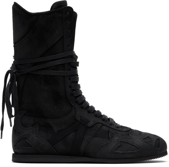 Photo: Ann Demeulemeester Black Palne High-Top Boxing Sneakers