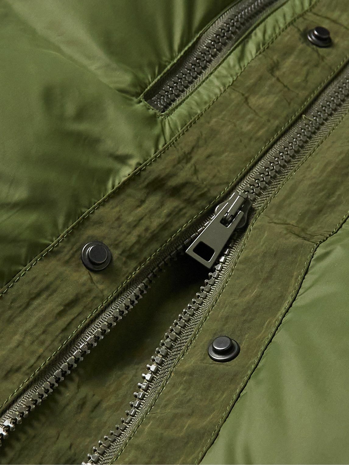 SAIF UD DEEN - Crinkled-Canvas Parka with Detachable Shell Gilet - Green