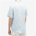 A.P.C. Men's Bellini Short Sleeve Linen Shirt in Light Blue
