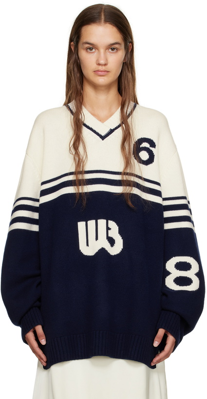 Photo: Wales Bonner Off-White & Navy Intarsia Sweater