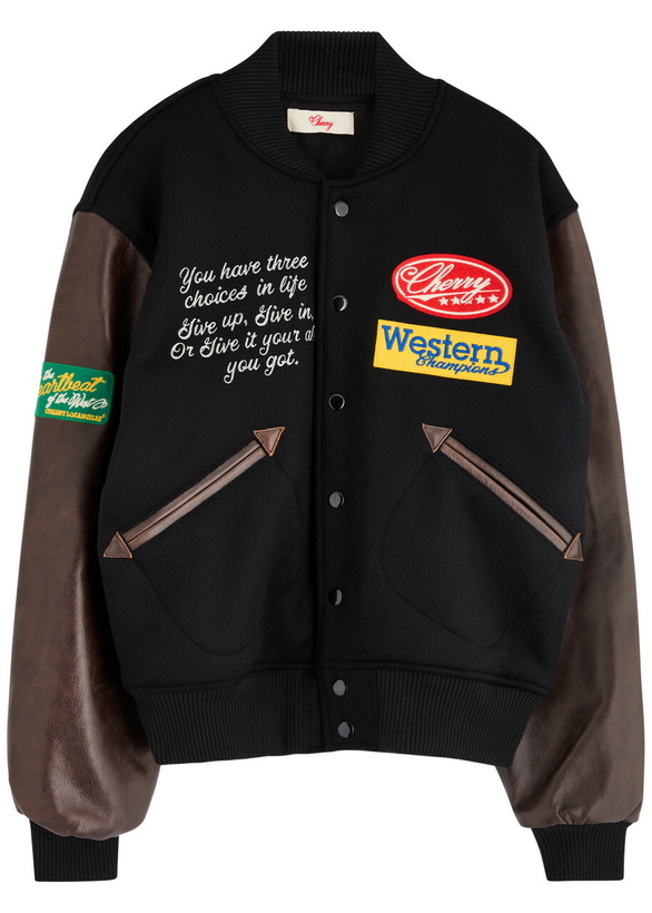 Photo: Cherry Los Angeles Western Champion Wool-blend Varsity Jacket Black
