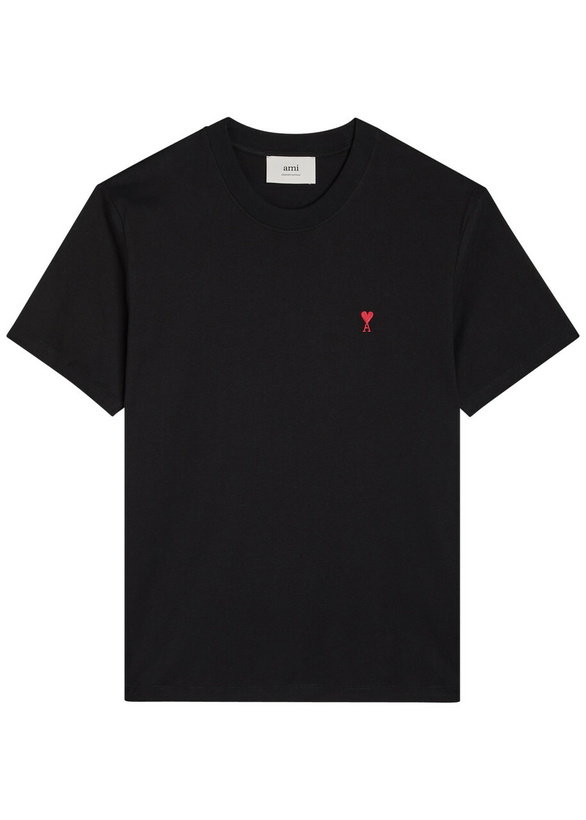 Photo: Ami Paris Logo-embroidered Cotton T-shirt Black