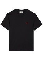 Ami Paris Logo-embroidered Cotton T-shirt Black