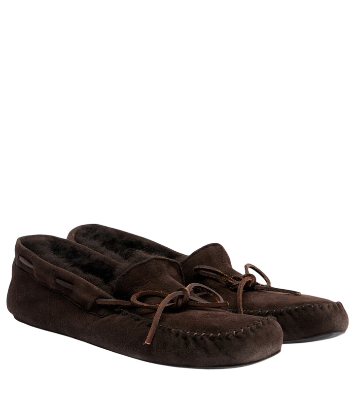 Photo: The Row Lucca shearling-trimmed suede boat shoes