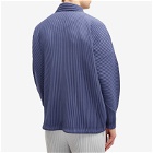 Homme Plissé Issey Miyake Men's Pleated Shirt Jacket in Blue Charcoal