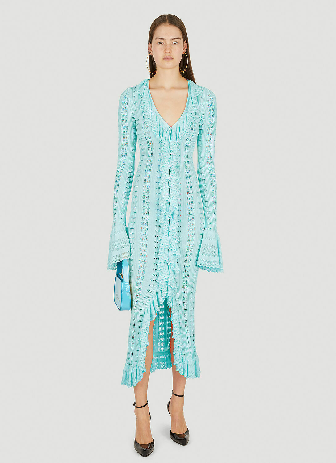 Blumarine Pointelle Knit Frilled Dress