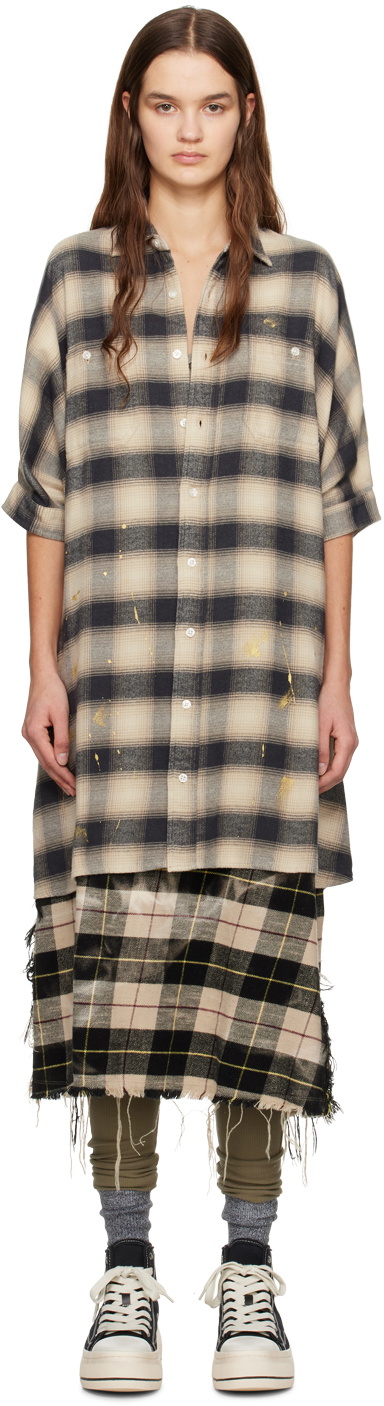 R13 SSENSE Exclusive Black & Beige Minidress