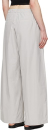 AMOMENTO Gray Three Tuck Banding Trousers