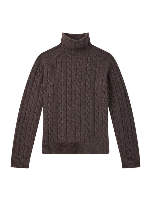 Photo: TOTEME - Cable-Knit Wool Rollneck Sweater - Brown