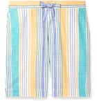 INCOTEX - Striped Cotton Drawstring Shorts - Blue