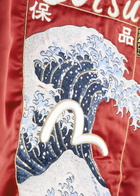 Evisu Seagull and The Great Wave Reversible Satin Varsity Jacket Dark Red