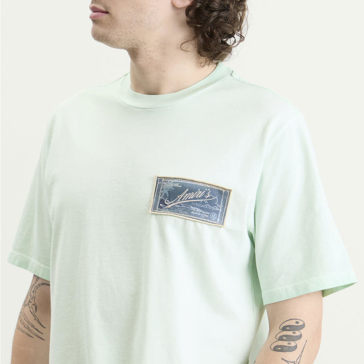 Amiri Men's Quality Goods Patch T-Shirt in Powder Teal
