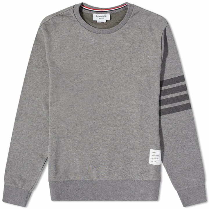 Photo: Thom Browne Men's 4 Bar Tonal Crew Sweat in Medium Grey