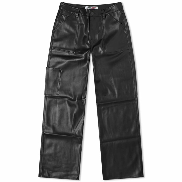Photo: Tommy Jeans Women's Faux Leather Trousers in Black