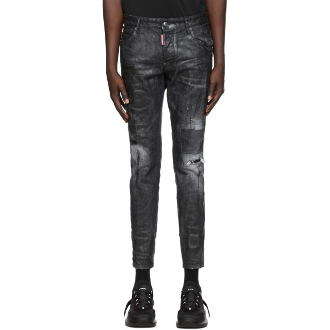 Photo: Dsquared2 Black Icon Wax Skater Jeans