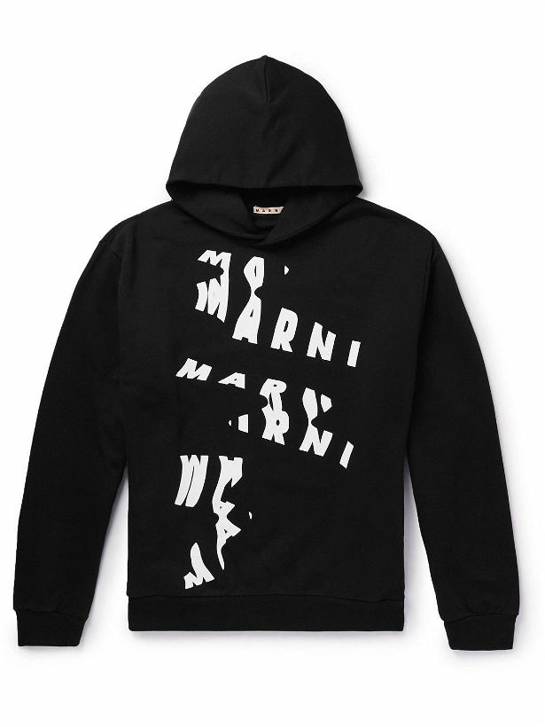 Photo: Marni - Logo-Print Cotton-Jersey Hoodie - Black