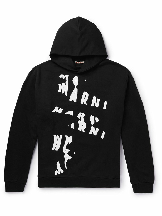 Photo: Marni - Logo-Print Cotton-Jersey Hoodie - Black