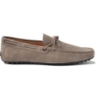 TOD'S - City Suede Driving Shoes - Gray