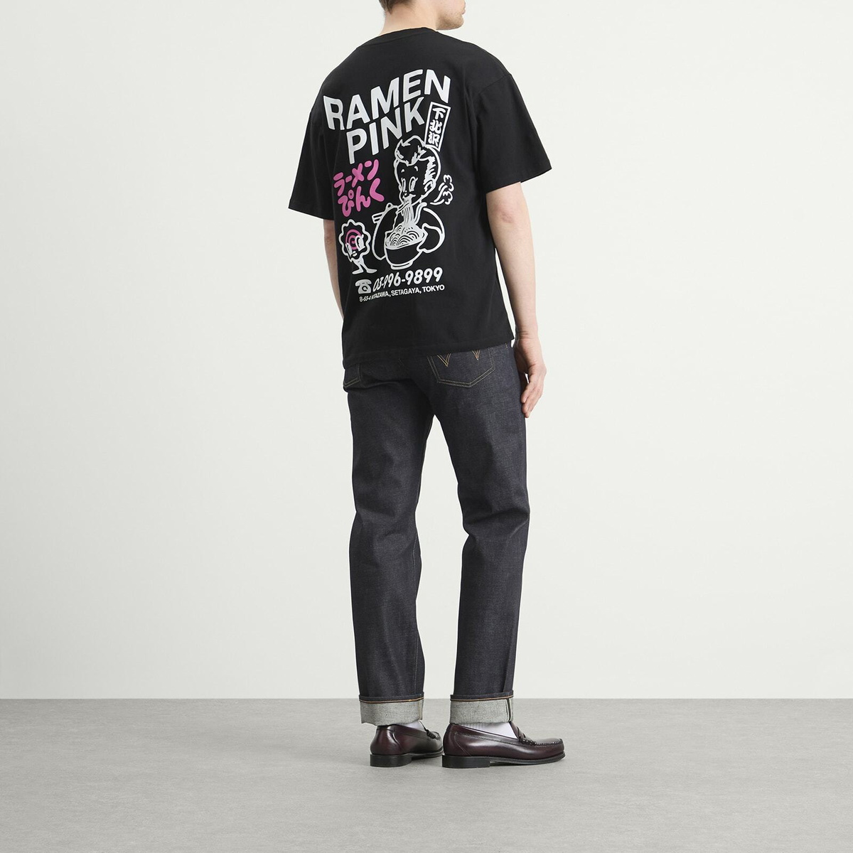 Edwin Men's Ramen Pink TS in Black