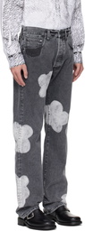 FORMA Gray Bleached Flower Jeans