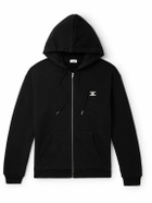 CELINE - Logo-Embroidered Cotton and Cashmere-Blend Zip-Up Hoodie - Black