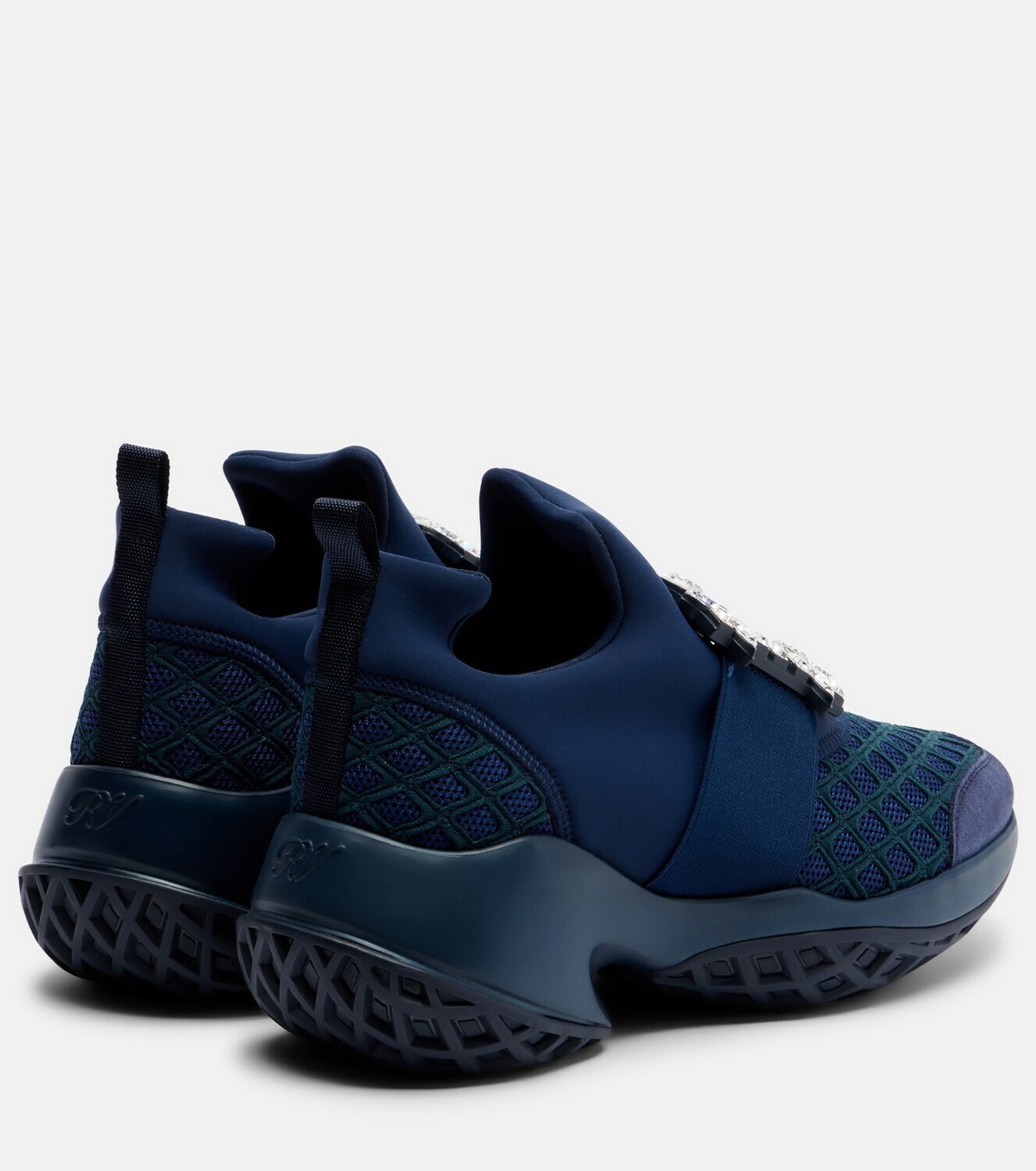 Roger Vivier Viv' Run suede-trimmed slip-on sneakers
