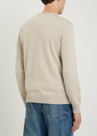 Emporio Armani Logo-embroidered Cotton-knit Jumper Beige