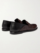 LOEWE - Collapsible-Heel Croc-Effect and Full-Grain Leather Penny Loafers - Brown