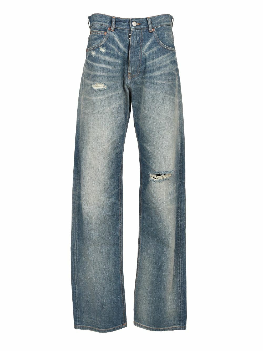 【MM6】HALF AND HALF 5 POCKET DENIM PANTS MM6 Maison Margiela Men's Half & Half 5 Pocket Jeans in