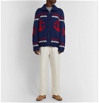 Gucci - Relaxed Intarsia Wool Zip-Up Cardigan - Blue