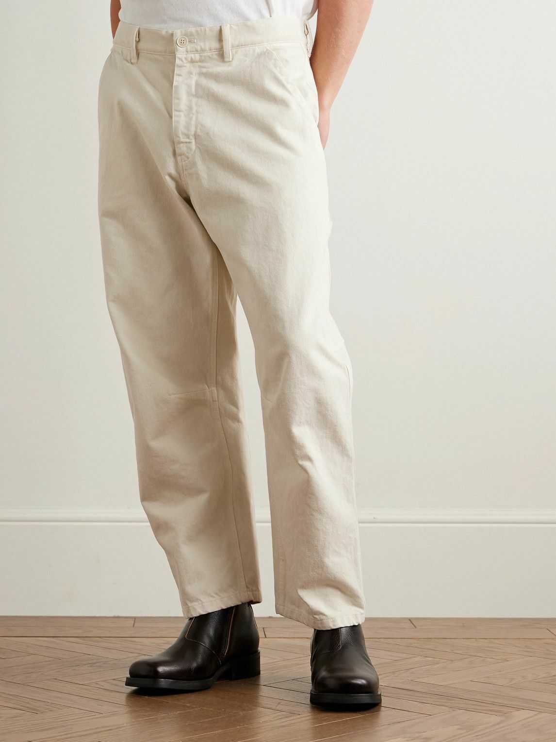 Nili Lotan - Emir Straight-Leg Cotton-Blend Twill Trousers - Neutrals
