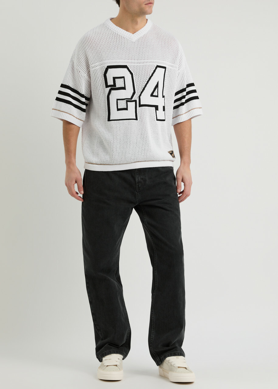 Nahmias Football Open-knit Cotton T-shirt White