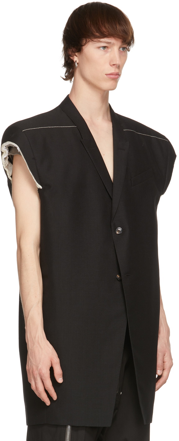 Rick Owens Black Jumbo Tatlin Sleeveless Blazer