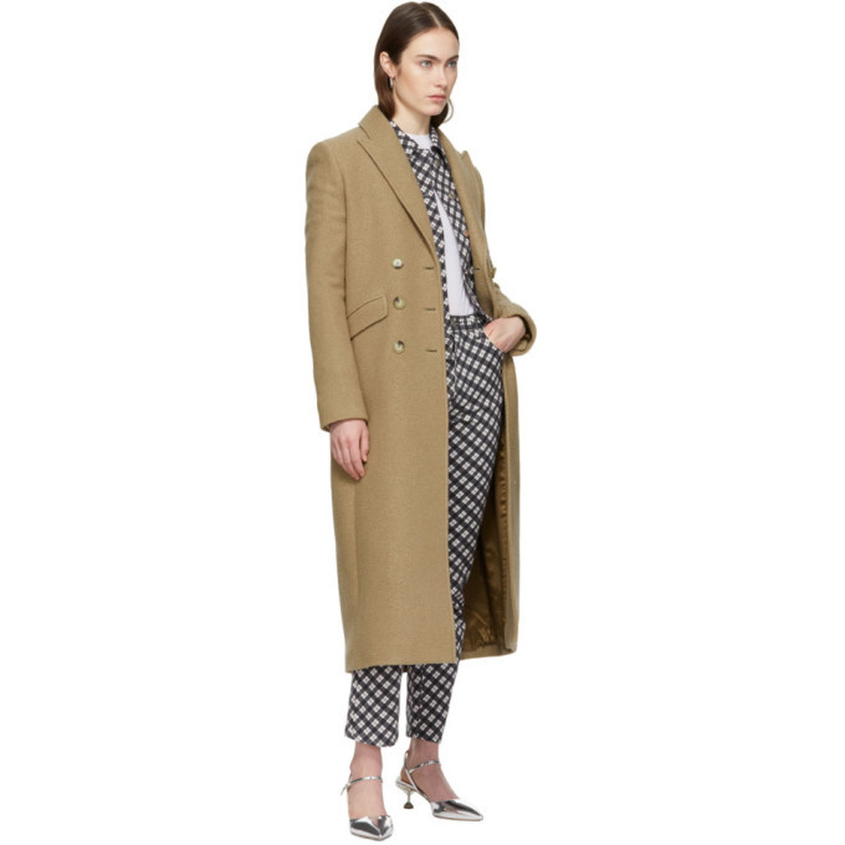 Alexachung Tan Double-Breasted Tailored Coat Alexachung
