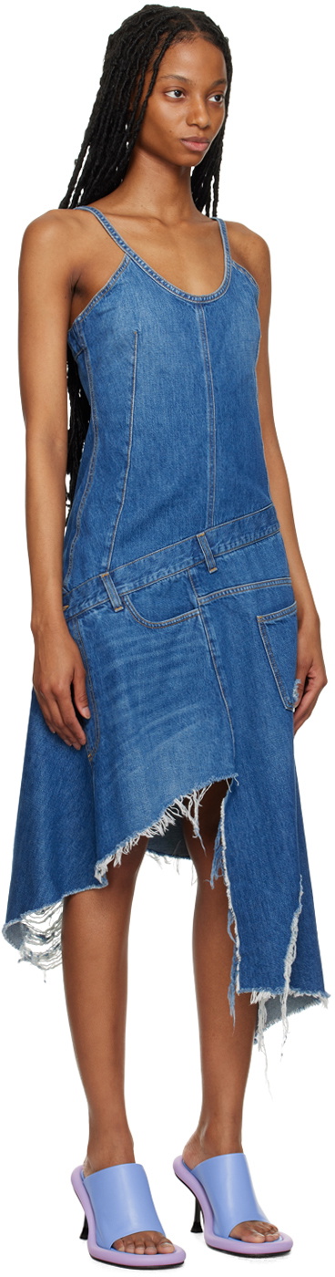 【送料&関税込】J.W. Anderson Blue Cotton Dress JW Anderson Asymmetric Cotton Denim Dress | Blue | FARFETCH