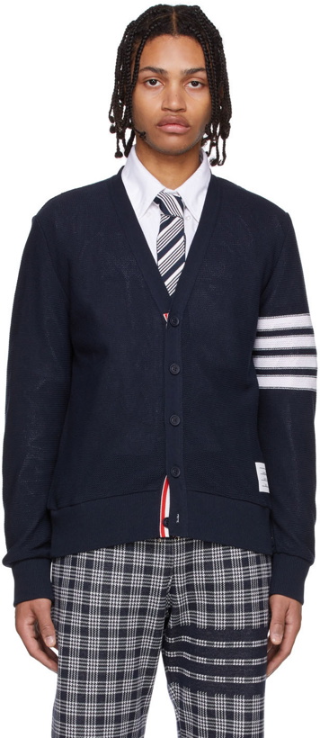 Photo: Thom Browne Navy Cotton Cardigan