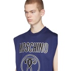 Moschino Blue Logo Sleeveless T-Shirt