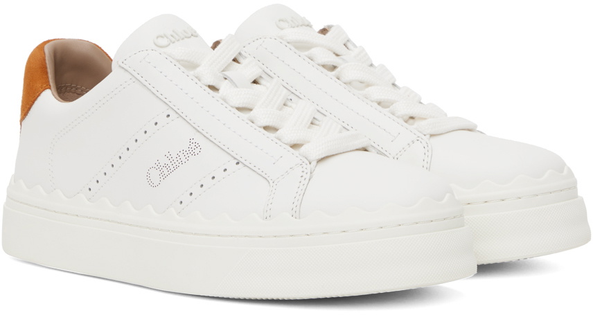 Chloé White & Orange Lauren Sneakers Chloe
