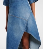 Plan C Asymmetric denim midi skirt