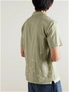 Kartik Research - Camp-Collar Beaded Cotton-Gauze Shirt - Green