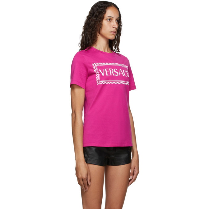Versace Mask-print cotton jersey T-shirt, Pink