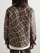 DIME - Logo-Embroidered Checked Flannel Shirt - Brown