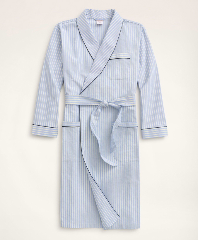 Photo: Brooks Brothers Men's Cotton Oxford Stripe Robe | Blue