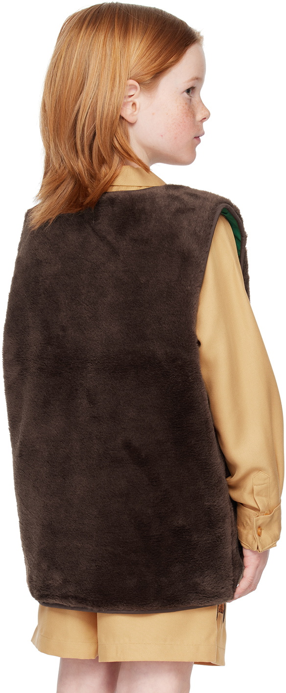 Mini Rodini Kids Brown Bloodhound Faux-Fur Vest Mini Rodini