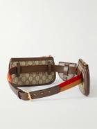 GUCCI - Leather-Trimmed Monogrammed Coated-Canvas Belt Bag - Brown