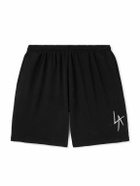 Local Authority LA - LA Slash Straight-Leg Logo-Embroidered Cotton-Jersey Shorts - Black