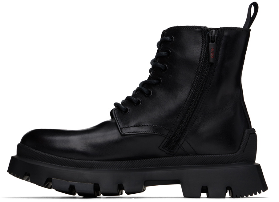 Hugo Black Polished Leather Boots Hugo Boss display picture 1