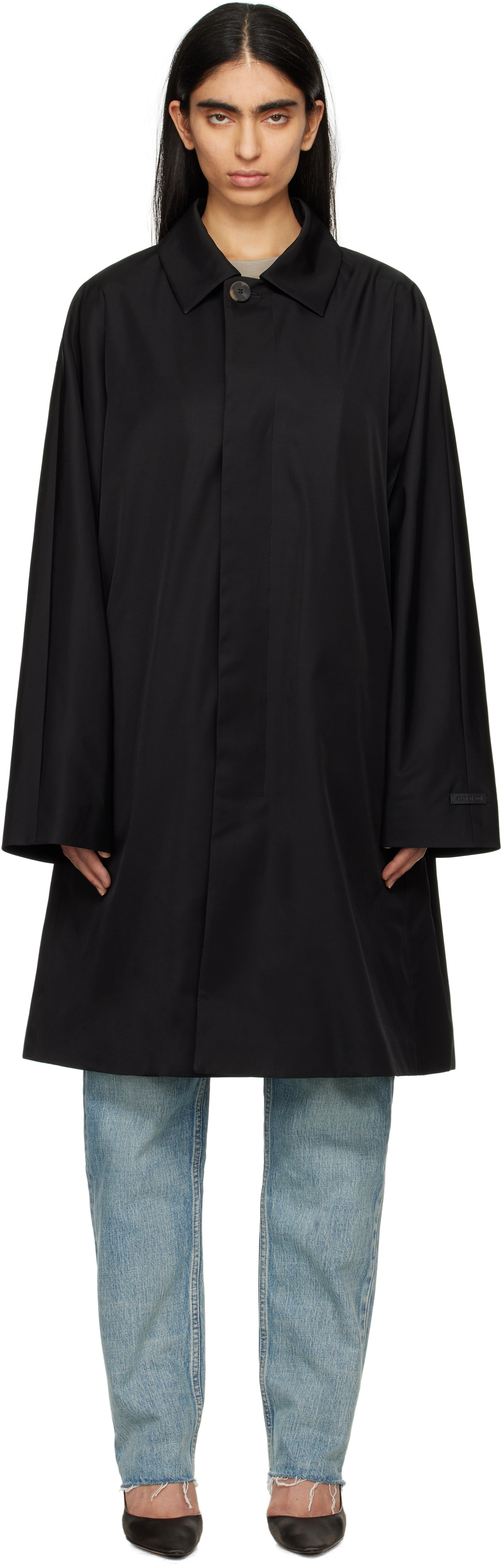 Fear of God Black Wool High Neck Trench Coat Fear Of God