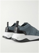 Berluti - Shadow Leather-Trimmed Stretch-Knit Sneakers - Gray